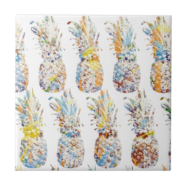Azulejo Impresión coloreada de piña (Frente)