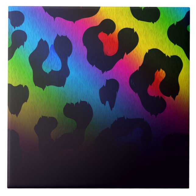 Azulejo Impresión colorida de leopardo (Frente)