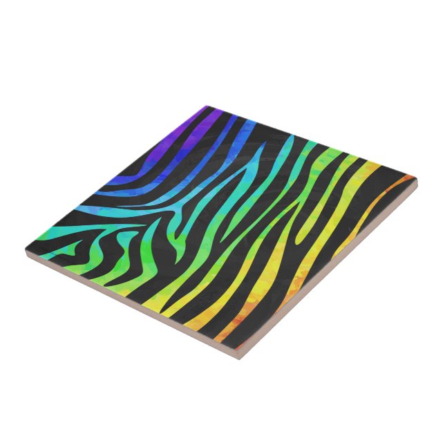 Azulejo Impresión de animales de moda arcoiris y cebra neg (Lado)