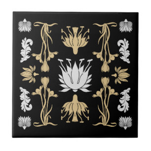 Azulejo Impresión de Art Nouveau Gold Retro