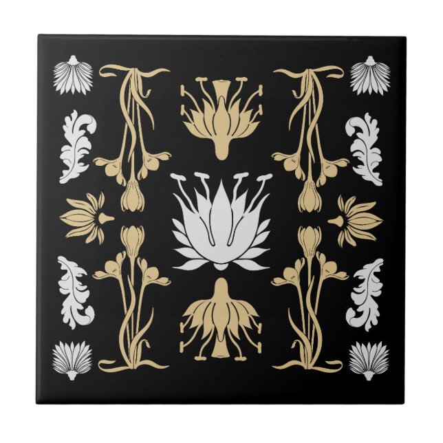 Azulejo Impresión de Art Nouveau Gold Retro (Frente)