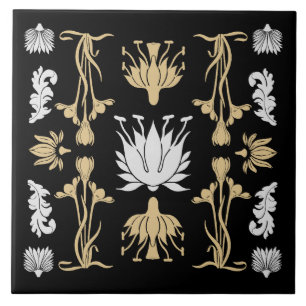 Azulejo Impresión de Art Nouveau Gold Retro