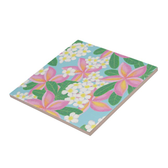 Azulejo Impresión de arte de plumeria sin foco (Lado)