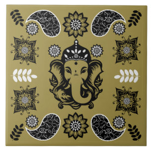 Azulejo Impresión de arte hindú con tema de Ganesha