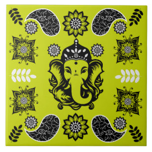 Azulejo Impresión de arte hindú con tema de Ganesha