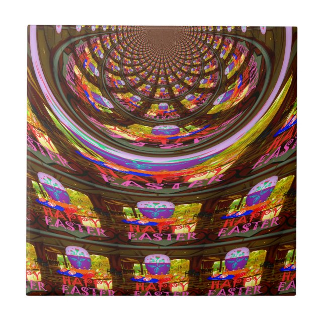 Azulejo Impresión de arte psicodélica de Pascua Kaleidosco (Frente)