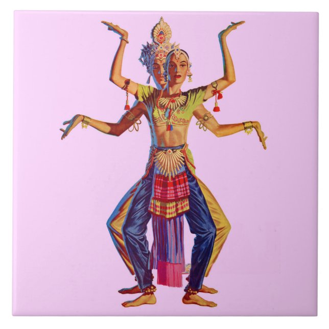 Azulejo Impresión de bailarines balineses (Frente)