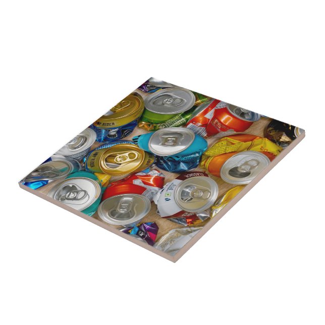 Azulejo Impresión de BEER hecha con latas de aluminio (Lado)