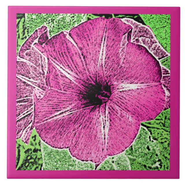 Azulejo Impresión de bloques de gloria matutina, cerámica  (Frente)