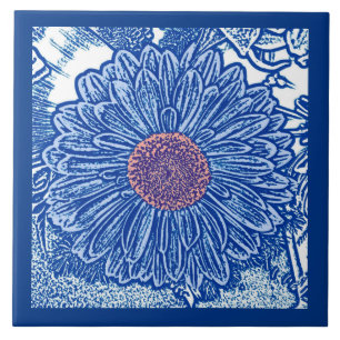 Azulejo Impresión de bloques de margarita de Gerbera, coba