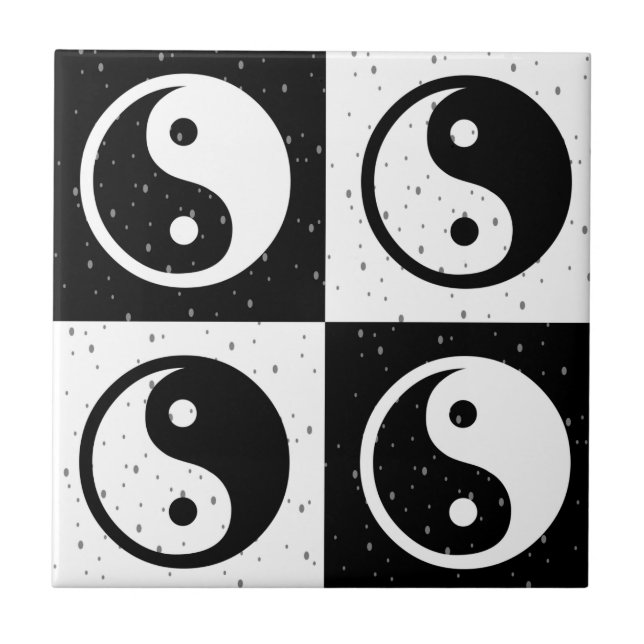 Azulejo Impresión de bloques en Zen Yin-yang en blanco neg (Frente)