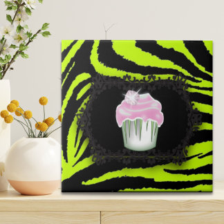 Azulejo Impresión de cebra verde limón Pastel rosa Dulce D