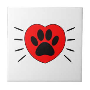 Azulejo Impresión De Corazón Y Papas De Perro