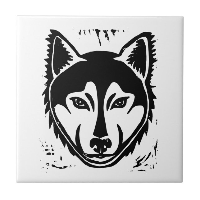 Azulejo Impresión de corte de lingotazo de retrato negro y (Frente)