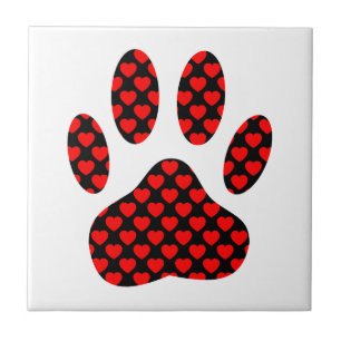 Azulejo Impresión de garras de perro con corazón
