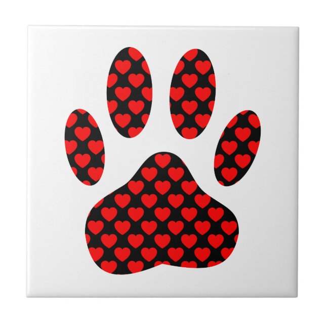 Azulejo Impresión de garras de perro con corazón (Frente)