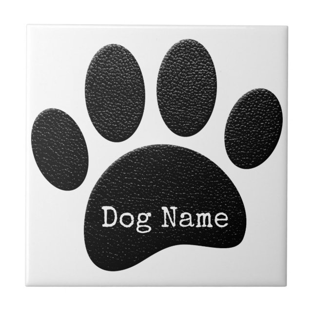 Azulejo Impresión de garras de perro con nombre de máquina (Frente)