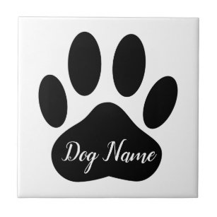 Azulejo Impresión de garras de perro con nombre personaliz