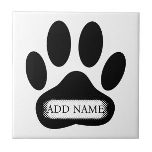 Azulejo Impresión de garras de perro con nombre personaliz