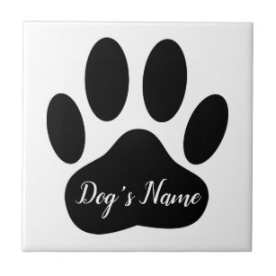 Azulejo Impresión de garras de perro con nombre personaliz