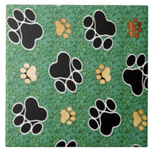 Impresión de garras negras sobre césped verde