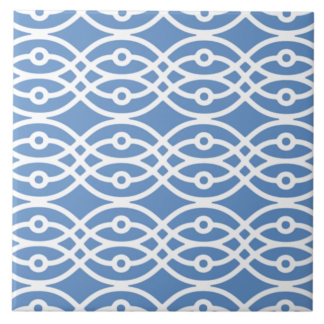 Azulejo Impresión de Kimono, azul cielo y blanco (Frente)