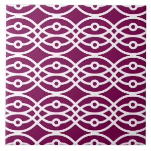 Azulejo Impresión de kimono, berenjena morada y blanca