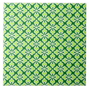 Azulejo Impresión de kimono floral, cal y verde de pino