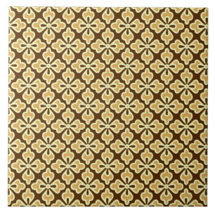 Azulejo Impresión de kimono floral, caramelo y marrón choc