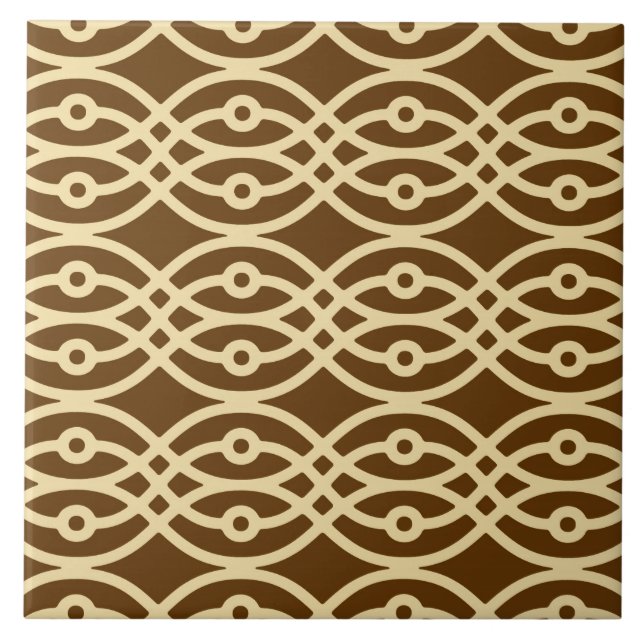 Azulejo Impresión de kimono, marrón chocolate y tostado (Frente)