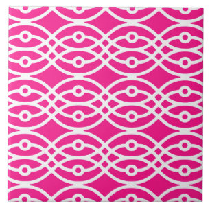 Azulejo Impresión de kimono, rosa fucsia y blanco