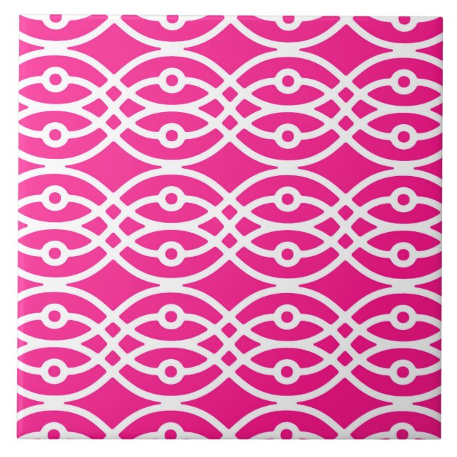 Azulejo Impresión de kimono, rosa fucsia y blanco (Frente)