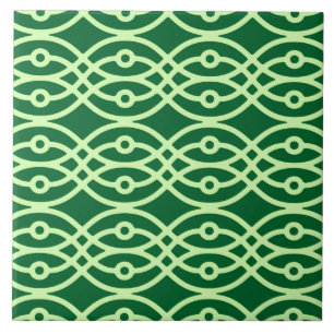 Azulejo Impresión de kimono, verde oscuro y claro