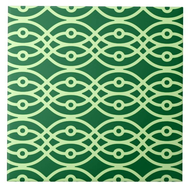 Azulejo Impresión de kimono, verde oscuro y claro (Frente)