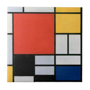 Azulejo Impresión de la composición de Piet Mondrian en ro