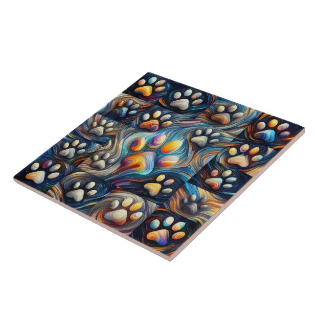 Azulejo Impresión de la garra de perro canino impresionant (Lado)