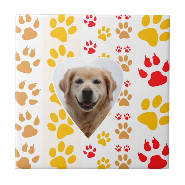 Azulejo Impresión de las patas de los corazones de perro d (Frente)
