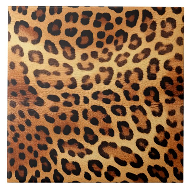 Azulejo Impresión de Leopardo Dorado negro marrón (Frente)