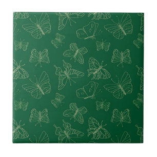 Azulejo Impresión de mariposa verde oscuro, Cerami inspira