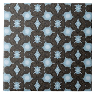 Azulejo Impresión de patrones marrones y azules