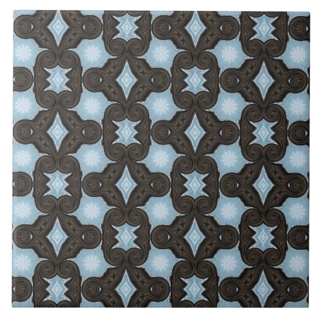 Azulejo Impresión de patrones marrones y azules (Frente)
