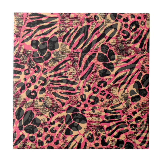 Azulejo Impresión de Safari Animal de Acuarela (Frente)