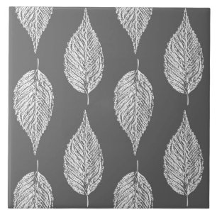 Azulejo Impresión de tallo de hojas de haya, gris / gris y