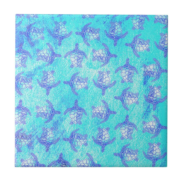 Azulejo Impresión de tortuga azul (Frente)