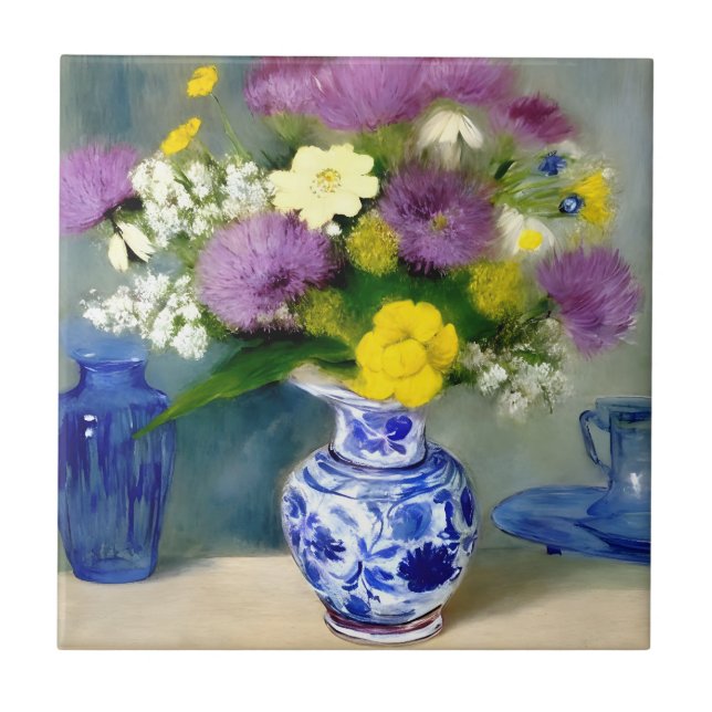 Azulejo Impresión de una bolsa de flores tranquila (Frente)