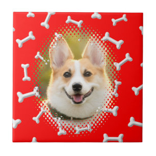 Azulejo Impresión del marco del perro del patrón óseo