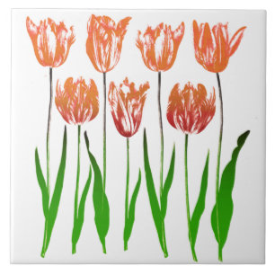 Azulejo Impresión en jardín de tulipanes en Naranja de cor
