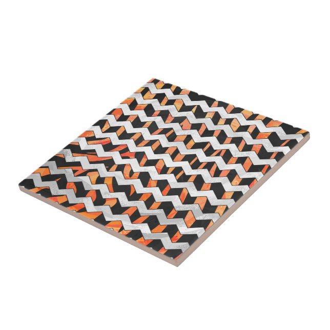 Azulejo Impresión en negro y Naranja de cebra (Lado)