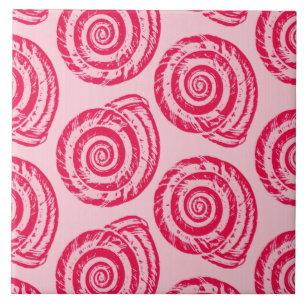 Azulejo Impresión espiral de bloqueo de conchas marinas, r