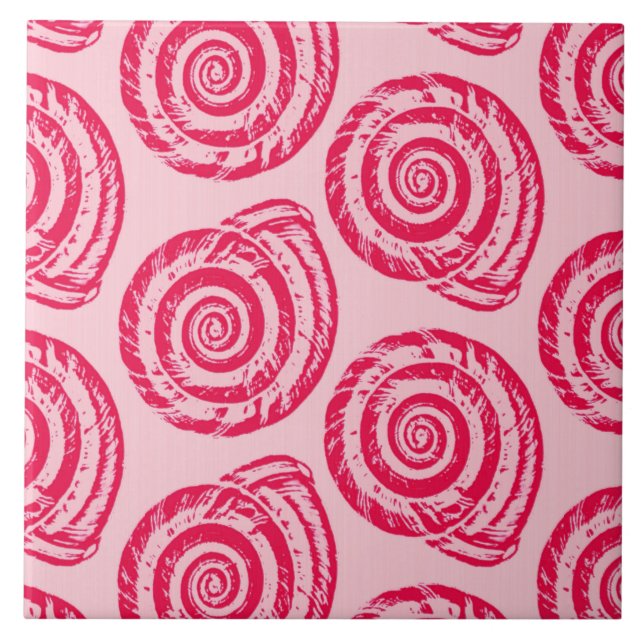 Azulejo Impresión espiral de bloqueo de conchas marinas, r (Frente)